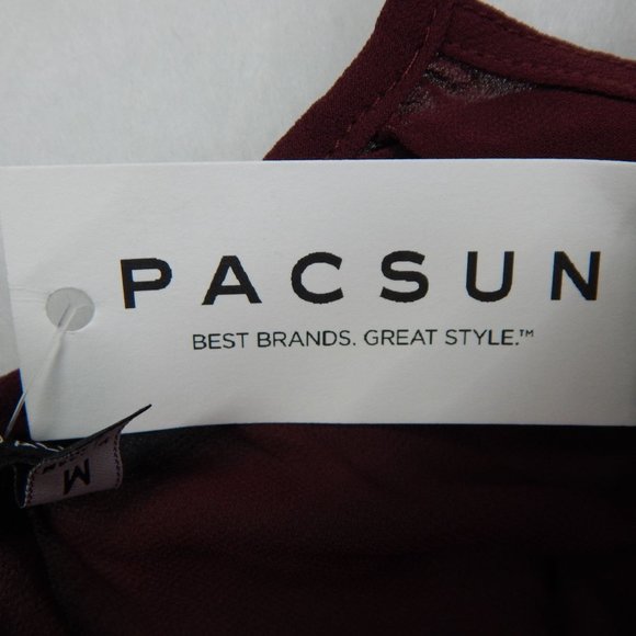 PacSun Womens Fit and Flare Mini Dress Bathing Suit Cover Up Burgundy  Size M - Picture 5 of 10